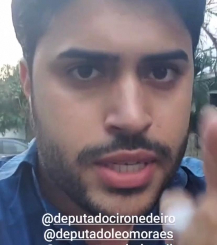 Revoltado, filho de Geraldo da Rondônia grava vídeo atacando deputados que se manifestaram a favor da dançarina: 'vocês postaram para querer se aparecer'
